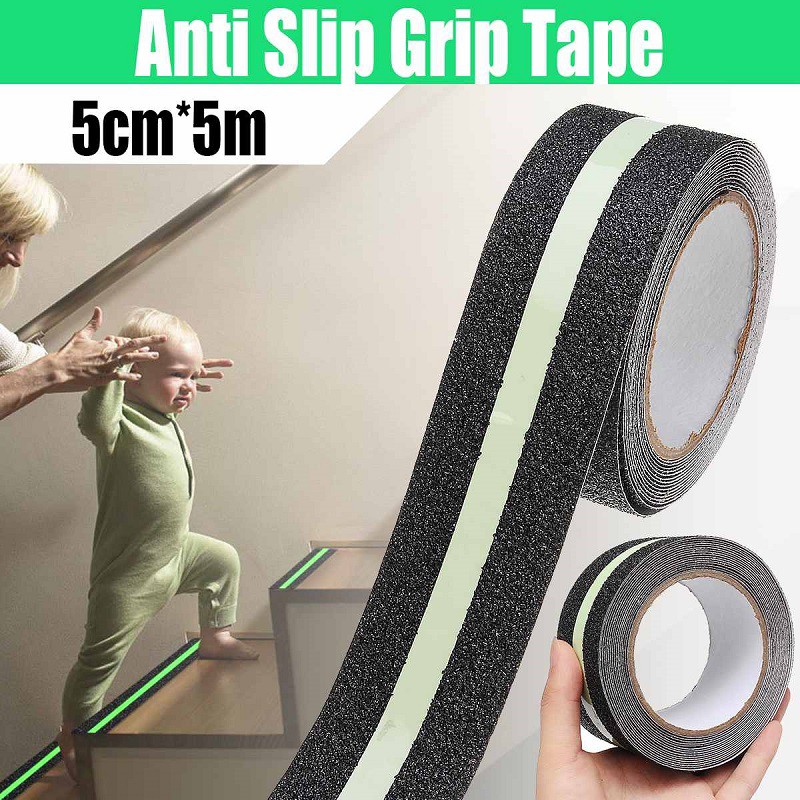 【Có hàng sẵn】5M*5CM Băng dính dạ quang chống trượt cho cầu thang dán nền anti_slip tape chống trơn trượt, kháng hoá