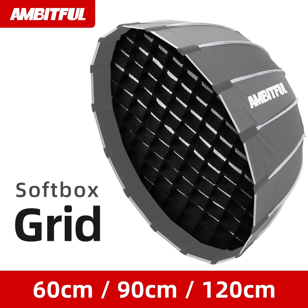 AMBITFUL 60cm 90cm 120cm Hộp Mềm Tổ Ong Lưới Godox AMBITFUL Aputure Nanlite Neewer Sâu Parabol Softb