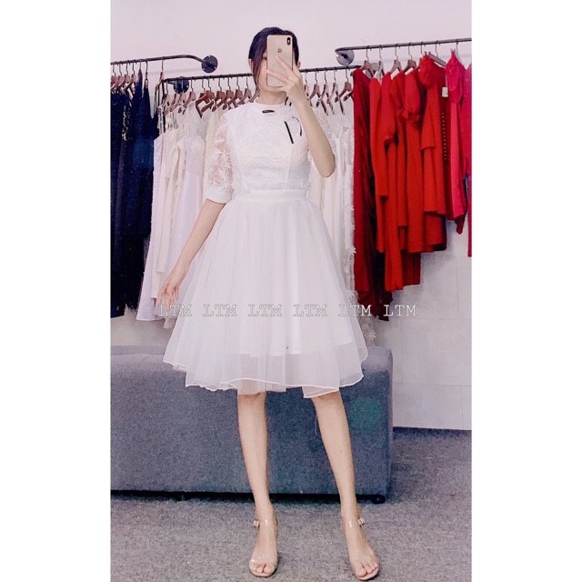 ANNIE DRESS - Đầm thiết kế công chúa -  Đầm xòe ren lông vũ