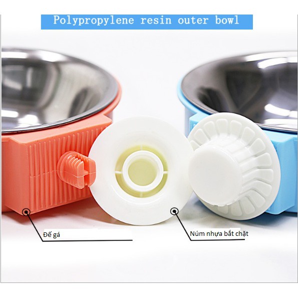 Bát ăn gắn chuồng inox cho cún mèo cưng