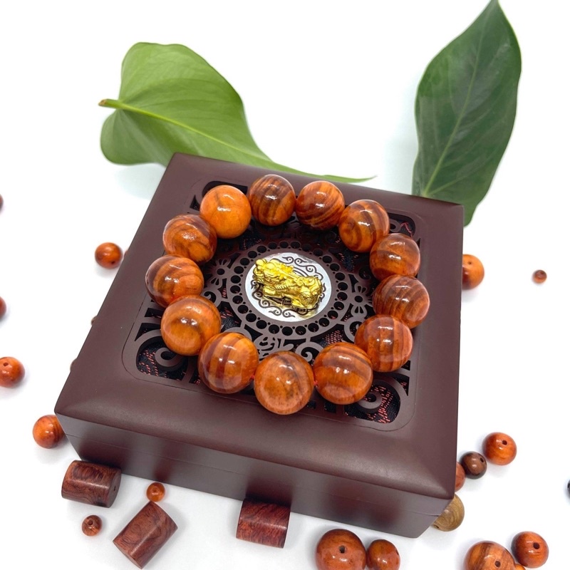 Vòng Tay Gỗ Huyết Long Thấu Quang Mix Tỳ Hưu Bạc Xi Vàng, Vòng Tay Phong Thủy - May Mắn Tài Lộc [ Tặng hộp Gấm cao cấp ] | BigBuy360 - bigbuy360.vn