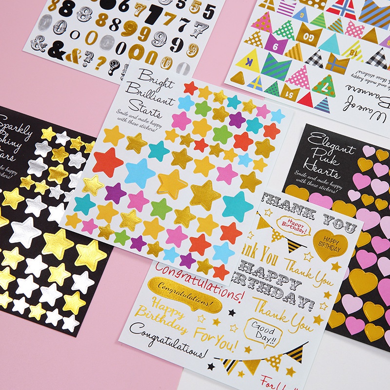 Bộ Sticker Dán Trang Trí Sổ Tay Diy Hình Chữ Số / Trái Tim / Ngôi Sao Dành Cho Trẻ Em