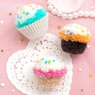 Pompom bánh Cupcake - Pompom Cupcake - Móc Khóa Handmade