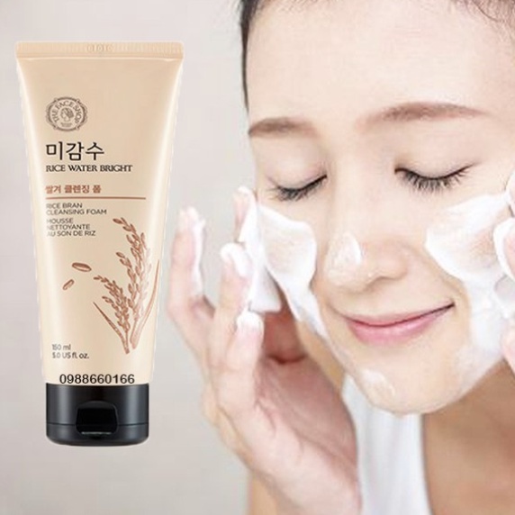 Sữa rửa mặt trắng da không hạt the face shop Rice Water Bright Cleansing Foam 150ml - Hynne Cosmetics