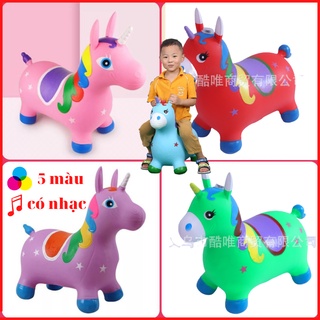 Thú nhún bơm hơi cao su loại to phát nhạc chất lượng cao được chọn đúng màu cho bé, thú nhúng cao cấp, ngựa nai cưỡi