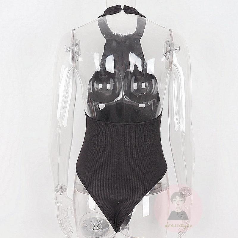 DRE-Women´s Sleeveless Halter Neck Bodysuit, Solid Color Backless Tight-Fitting Triangular Jumpsuit | BigBuy360 - bigbuy360.vn