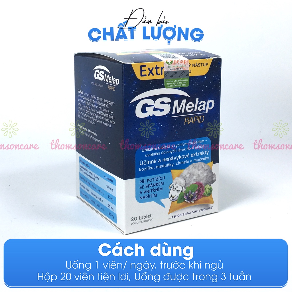 Giảm mất ngủ GS Melap an thần từ thảo dược Lọ 20 viên giảm căng thẳng, lo âu, giúp ngủ sâu giấc