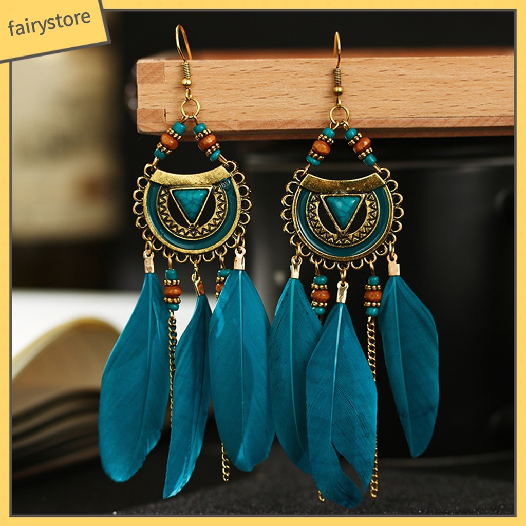 1 Đôi Bông Tai Lông Vũ Phong Cách Bohemia