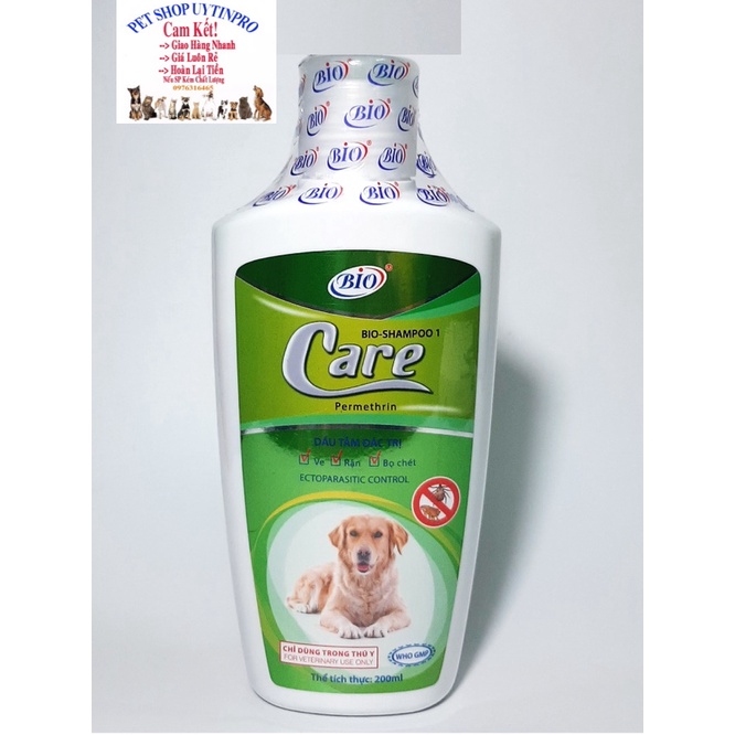 SỮA TẮM TRỊ VE RẬN BỌ CHÉT CHO CHÓ THÚ CƯNG PET Bio Care Shampoo 1 chai 200ml