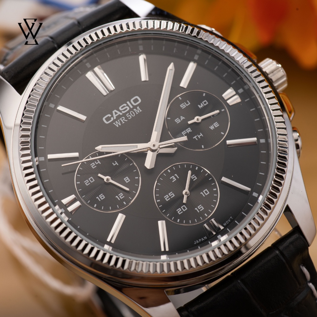 Đồng Hồ Quartz Nam Casio WATCHSTORE MTP-1375L-1AVDF Thiết Kế Kính Khoáng 42mm, Dây Đeo Da Và Vỏ Thép Không Gỉ