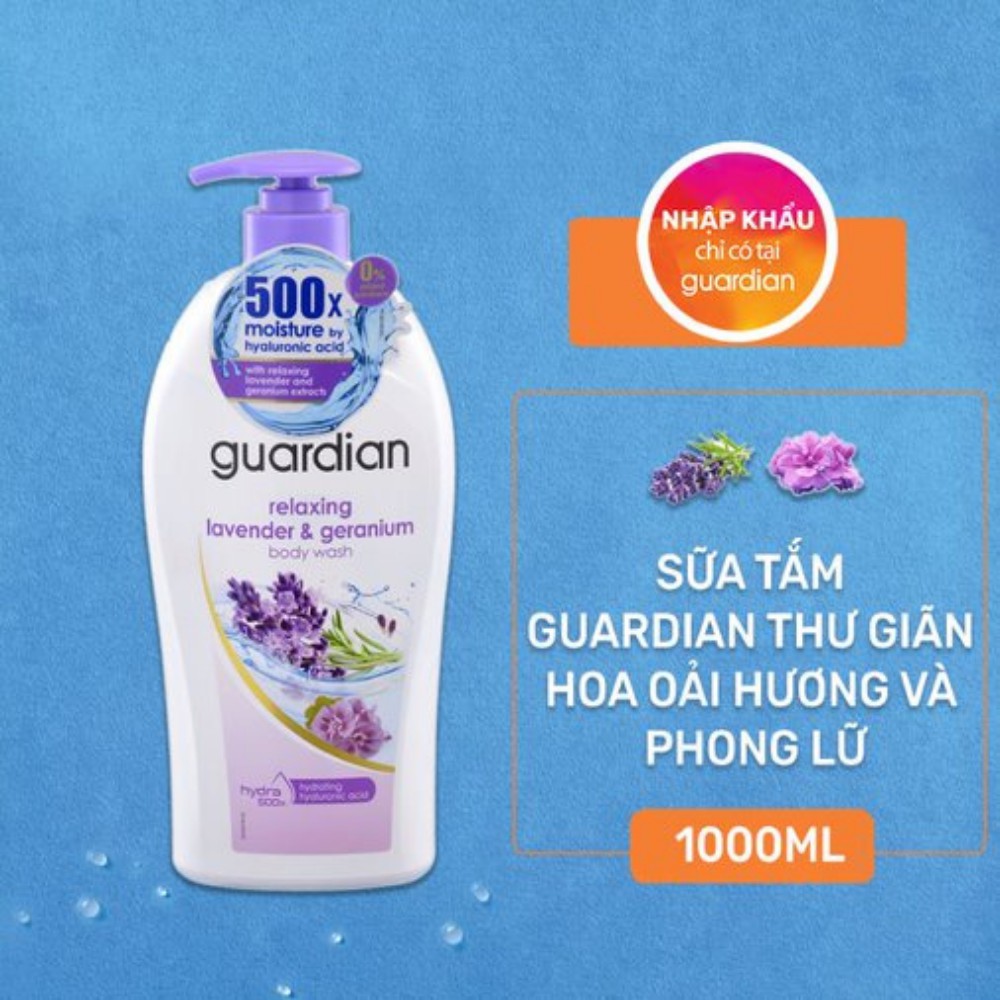 Sữa tắm Guardian thư giãn Hoa Oải Hương và Phong Lữ 1000ml