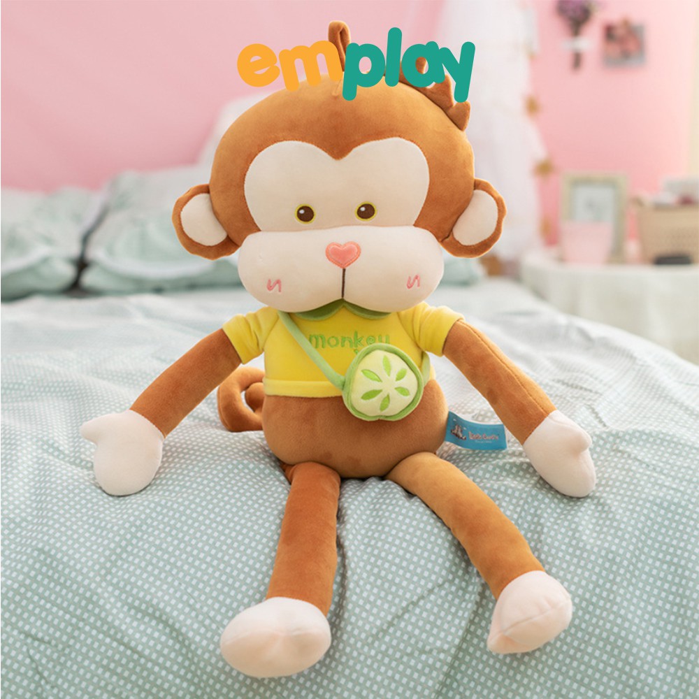 Gấu bông hình chú khỉ Emplay thiết kế vải nhung mềm mịn co giãn 4 chiều an toàn cho bé size 60cm