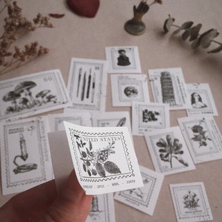 Sticker tem trắng đen  - Room17vn