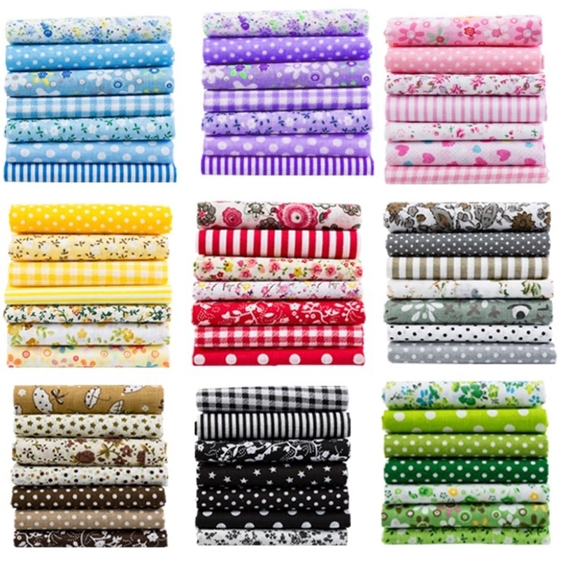 Set 7 Tấm Vải cotton Hình Vuông Họa Tiết Hoa Thêu Nghệ Thuật diy