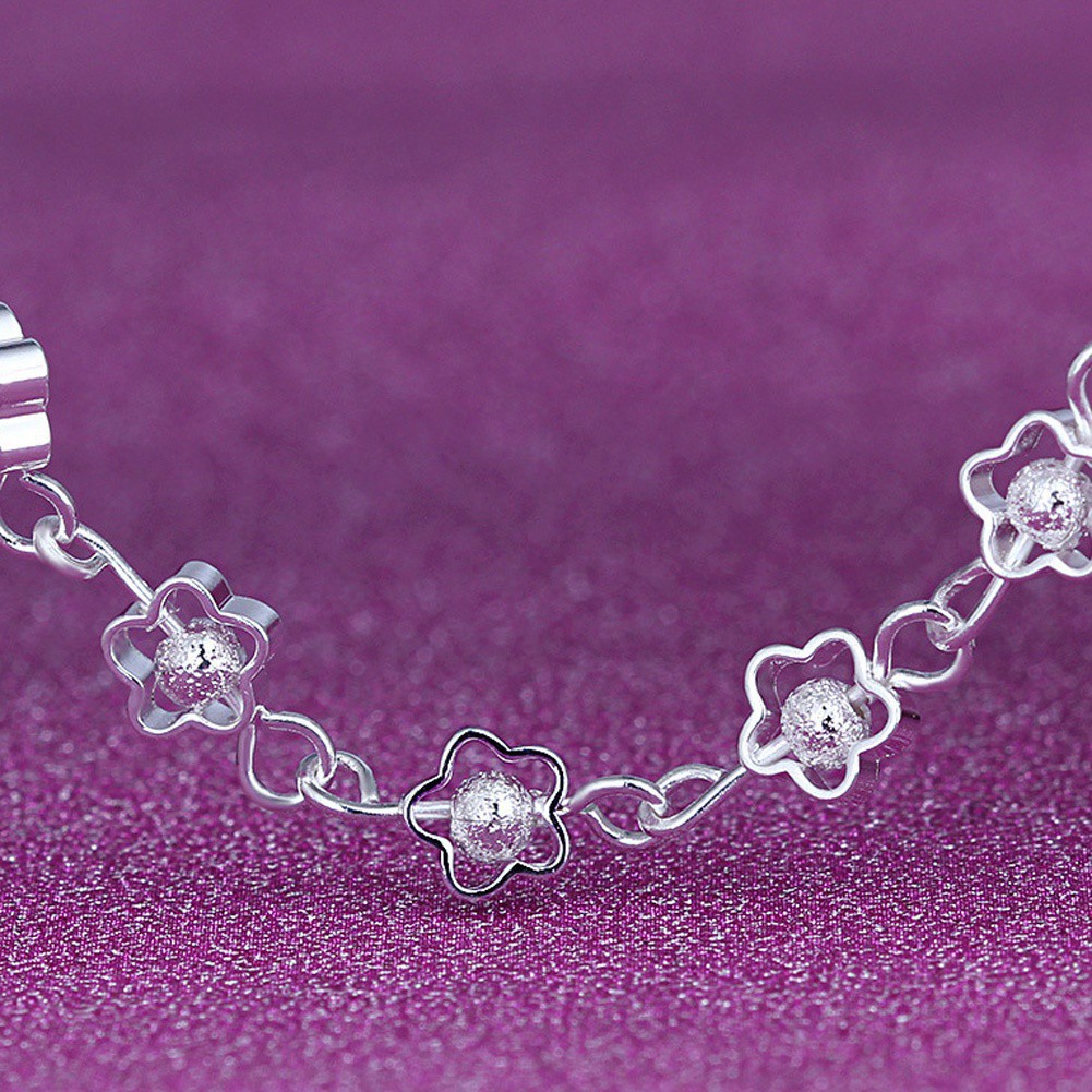 Vòng tay bạc 925 hình hoa thiết kế đơn giản xinh xắn | BigBuy360 - bigbuy360.vn