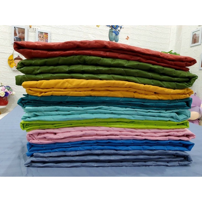 Sét chăn ga gối 5 món cotton poly kẻ 3F đơn giản, sang trọng.