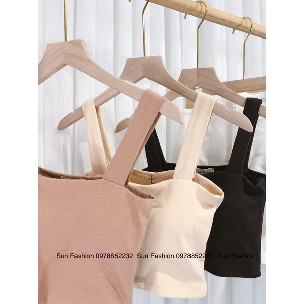 [Mã FAMARAL2 giảm 10k đơn 50k] Áo croptop 2 dây có sẵn mút ngực basic phối cùng sơ mi, vest | BigBuy360 - bigbuy360.vn