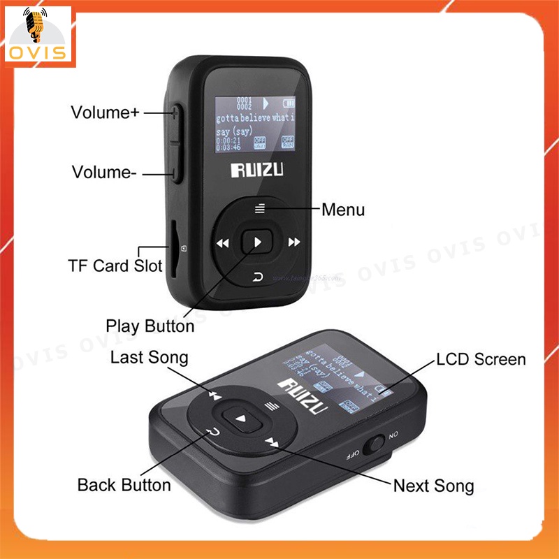 Ruizu X26 - Máy Nghe Nhạc Lossless Thể Thao, Hỗ Trợ Ghi Âm, FM, Bluetooth 4.0