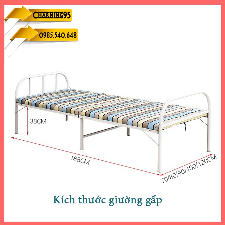 re0359 Giường xếp khung thép kèm đệm 75cm-Giường gấp gọn-Giường xếp