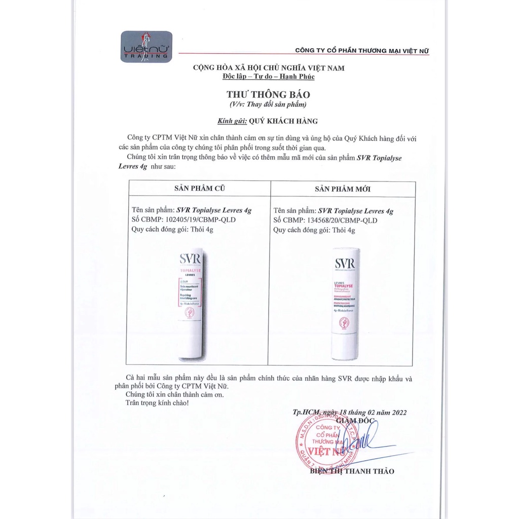 Sáp SVR dưỡng ẩm môi bị khô, nứt nẻ và tổn thương Topialyse Levres 4g