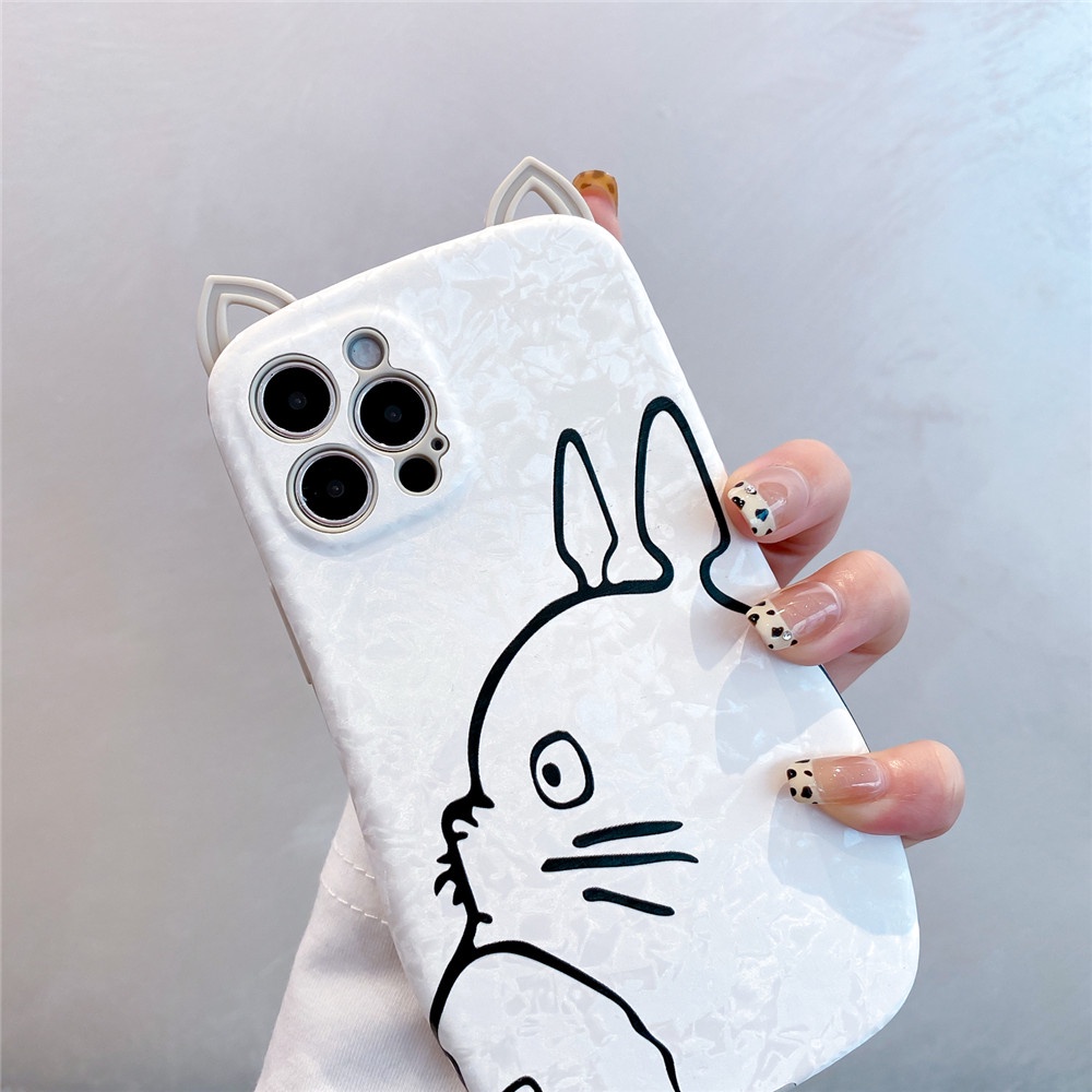Ốp Điện Thoại TPU Mềm Hình Totoro Tai Mèo 3D Cho iPhone 14 13 11 12 Pro Max 12Pro 13Pro 14Pro 14Plus X XS Max XR 7 8 Plus