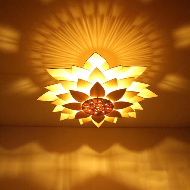 Đèn Trang Trí Gỗ Led Hình Hoa Sen