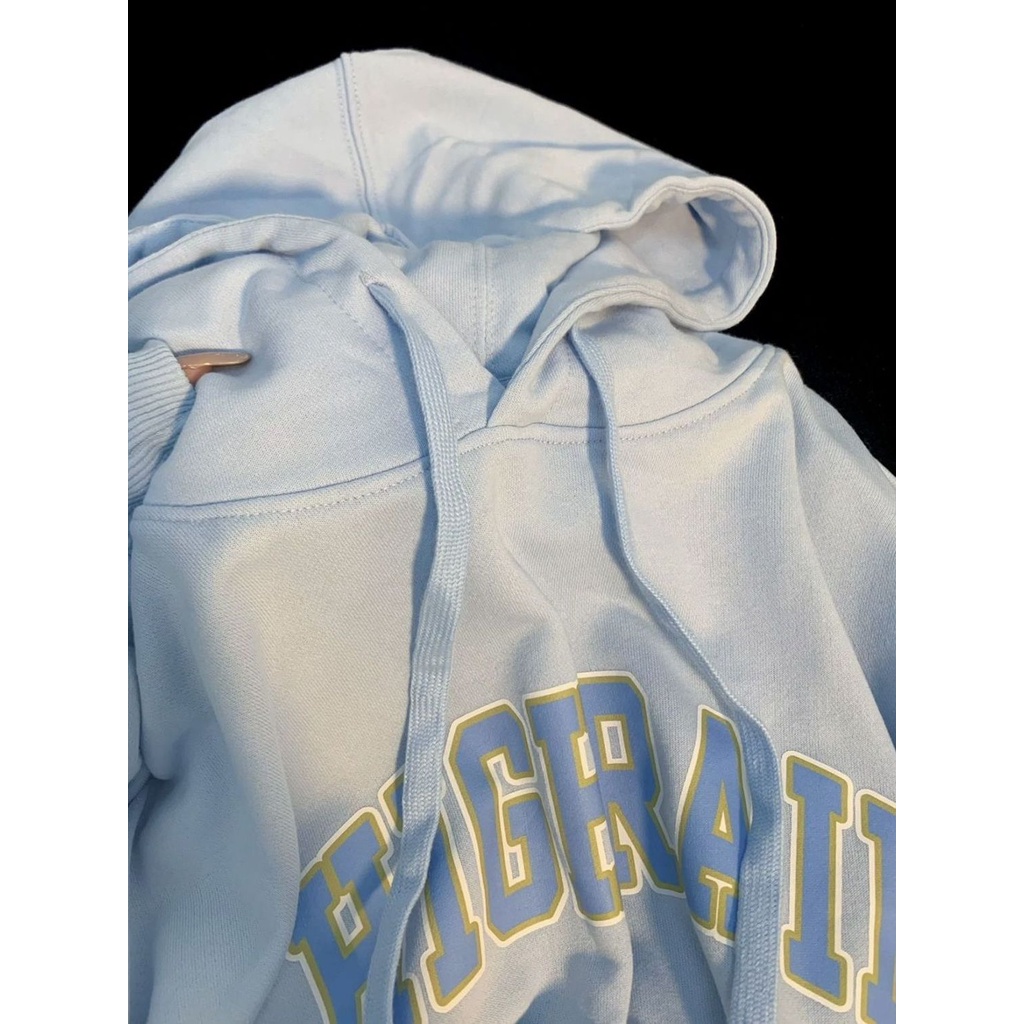 Áo Khoác Hoodie Tay Dài Màu Trắng Xanh Dương Nhạt Phong Cách Mới 2022 Cho Nữ O L n 150Kg H nh nh