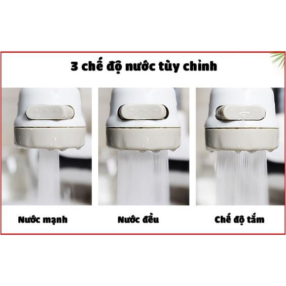 Đầu vòi rửa bát tăng áp 2 chế độ xoay 360 độ
