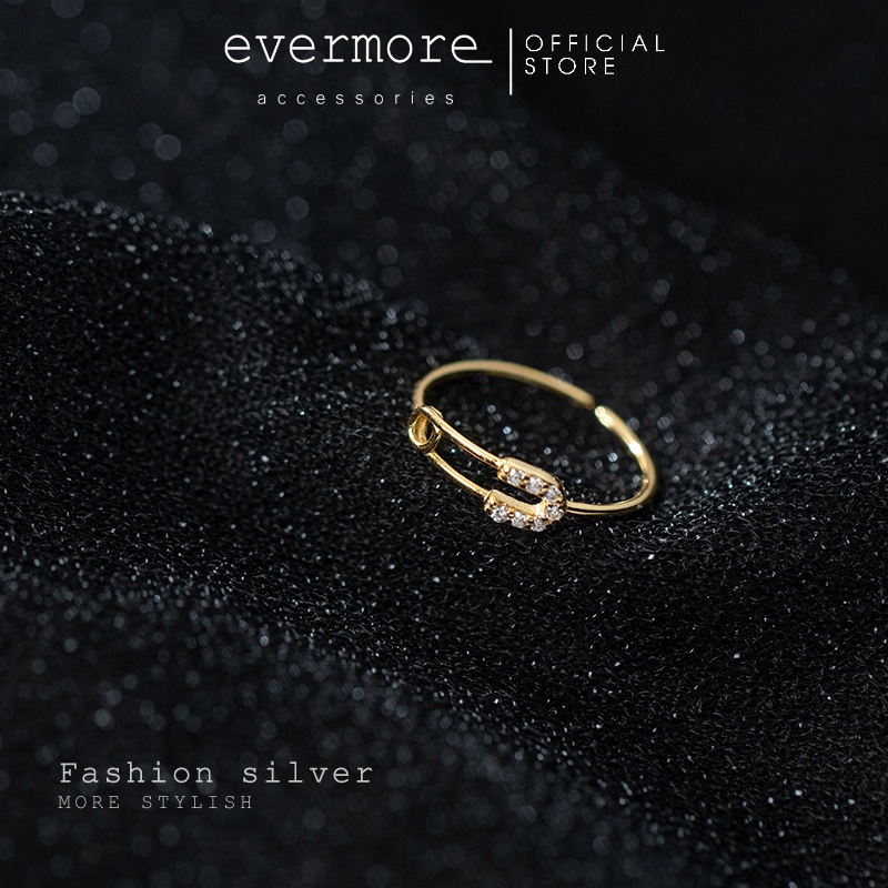 Nhẫn bạc Ý 925 Ghim tây đính đá EVERMORE thanh lịch, minimalism - N026