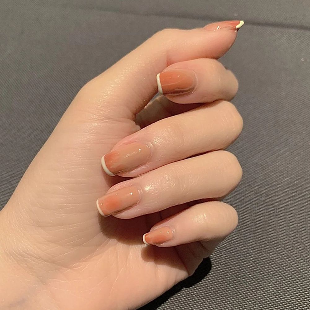 Set 24 Móng Tay Giả Đầu Tròn/Vuông Có Thể Tháo Rời Che Phủ Toàn Diện