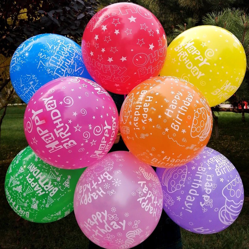 Sỉ vỏ bóng bay in chữ happy birthday trang trí MS01 ( gói 100 quả)