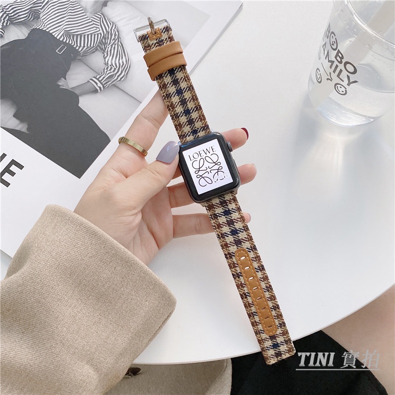 Dây đeo bằng vải canvas kiểu retro cho iWatch 7th Generation SE 6 5 4 3 2 1 38mm 40mm 41mm 42mm 45mm 44mm