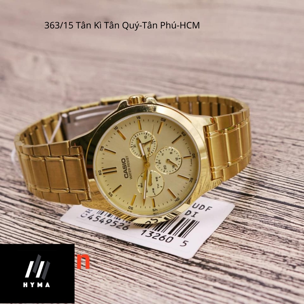 Đồng hồ nam nữ - Đồng hồ cặp đẹp mạ vàng Casio V300G-9AV Mặt vàng chống nước Bảo hành 1 năm Hyma watch