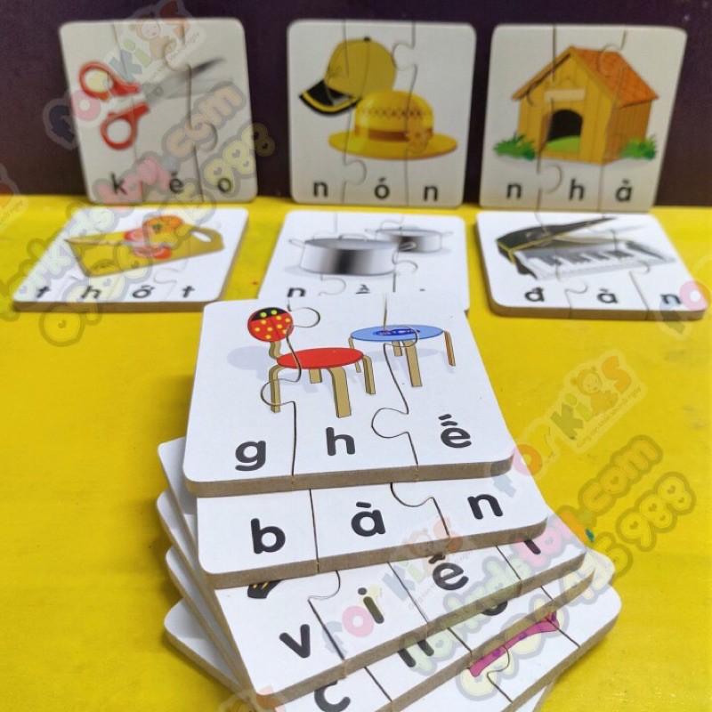 Xếp hình đơn giản cho bé 2 tuổi, ghép puzzle 3-4 mảnh, ghép hình học chữ tiếng việt Winwintoys