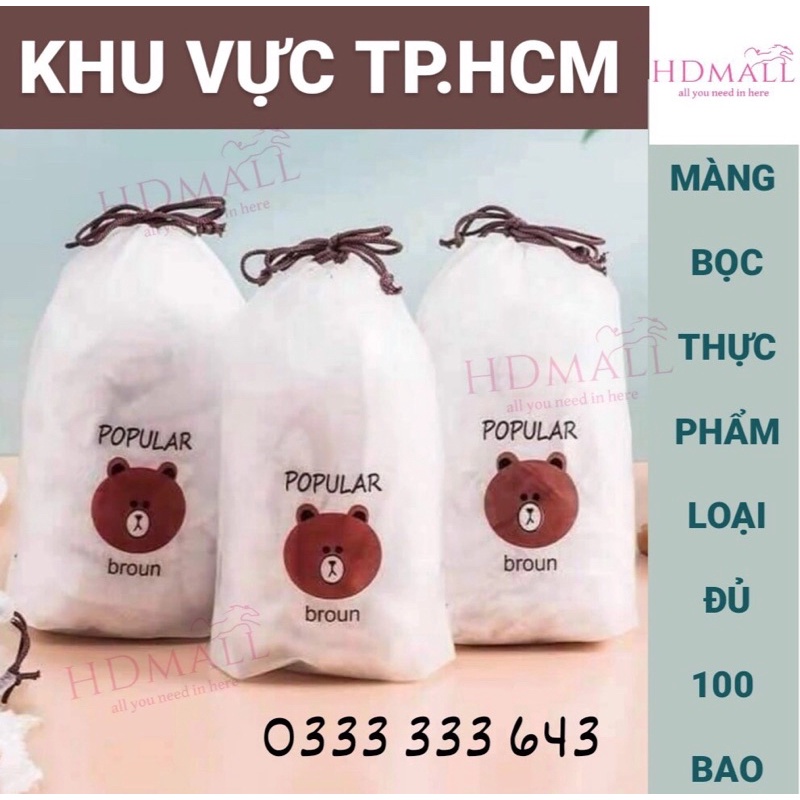 Combo 100 màng bọc thực phẩm túi gấu có chun co dãn tái sử dụng