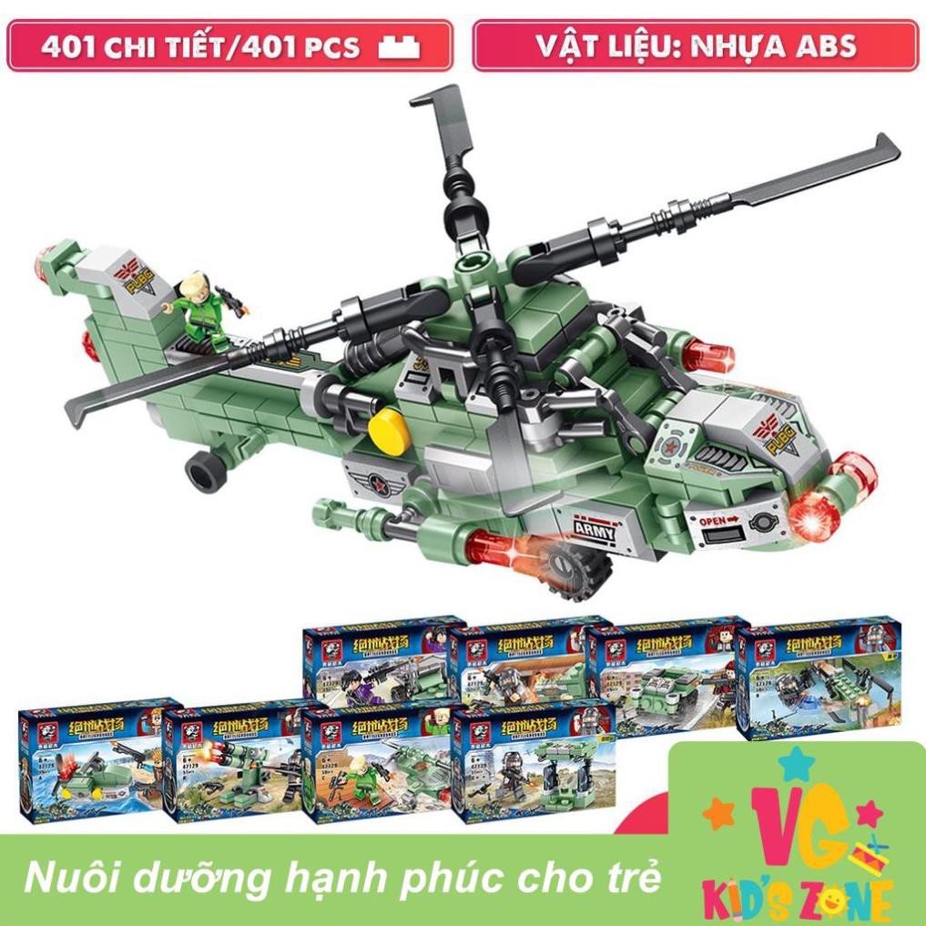 Bộ xếp hình Lego Panlos 47129 8 in 1 mô hình máy bay chiến đấu ghép hình trực thăng giúp trẻ phát triển trí tuệ