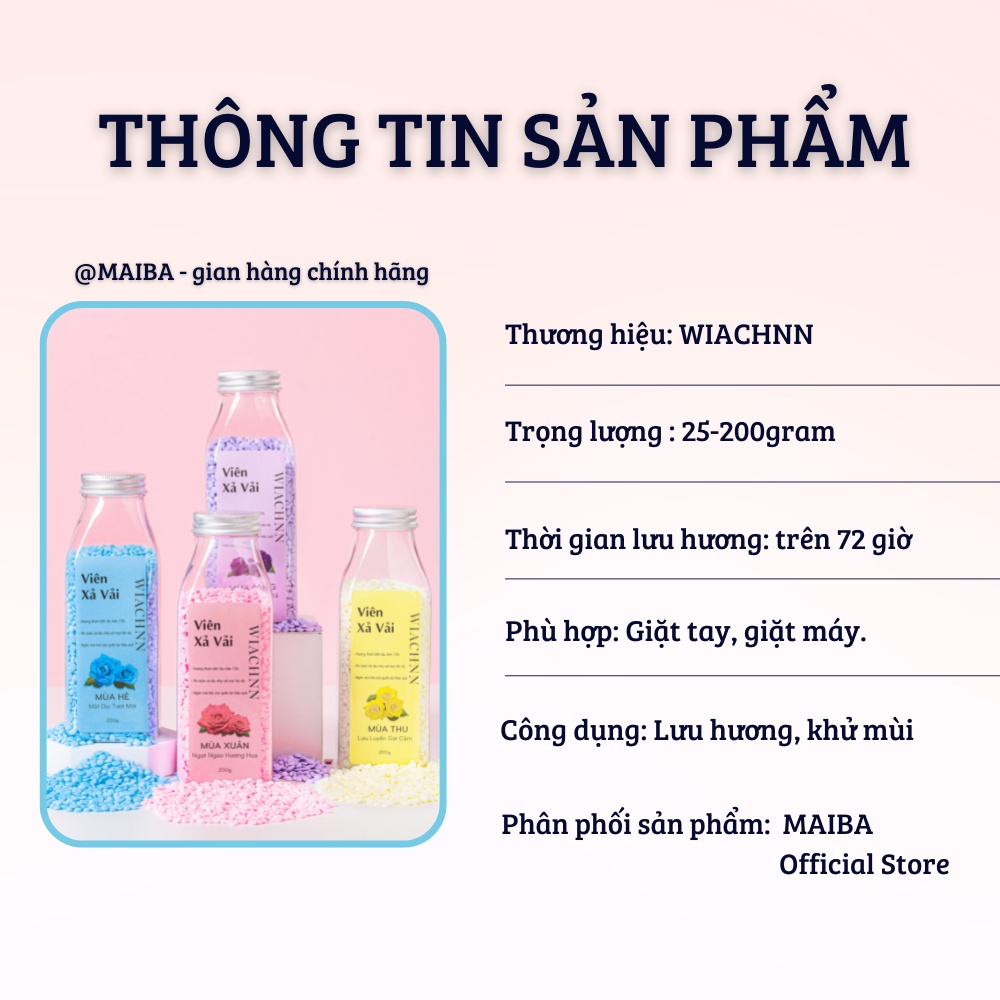 Viên Xả Thơm Quần Áo MAIBA 200g Làm Mềm Vải Lưu Hương Dài Lâu