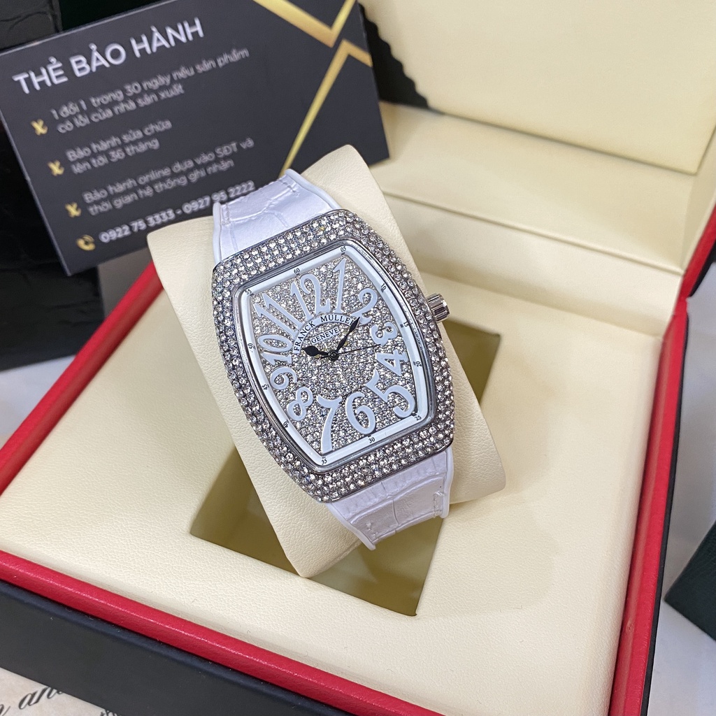 Đồng hồ nữ Franck mullermáy pin dây cao su mặt full đá cao cấp có bảo hành DHN002