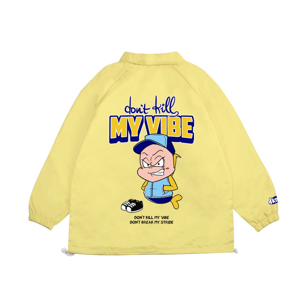 Áo khoác nữ Don't Kill My Vibe vải dù màu vàng, form rộng có hình in Baseball | BigBuy360 - bigbuy360.vn