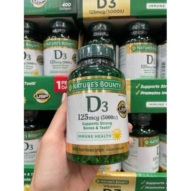 VIÊN UỐNG BỔ SUNG VITAMIN D3 NATURE’S BOUNTY VITAMIN D3 125 MCG 5000IU