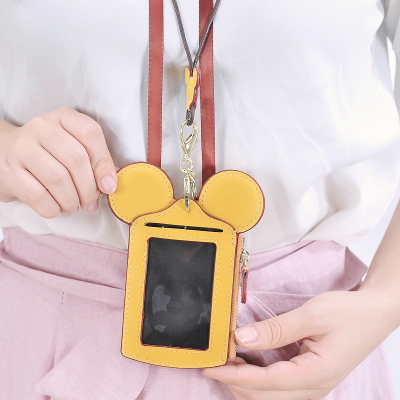 Bộ túi đựng thẻ có khóa kéo hình mickey cho học sinh, nhân viên