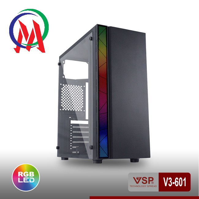 Vỏ Case VSP V3-601 Có Sẵn LED RGB Và nắp hông Trong Suốt