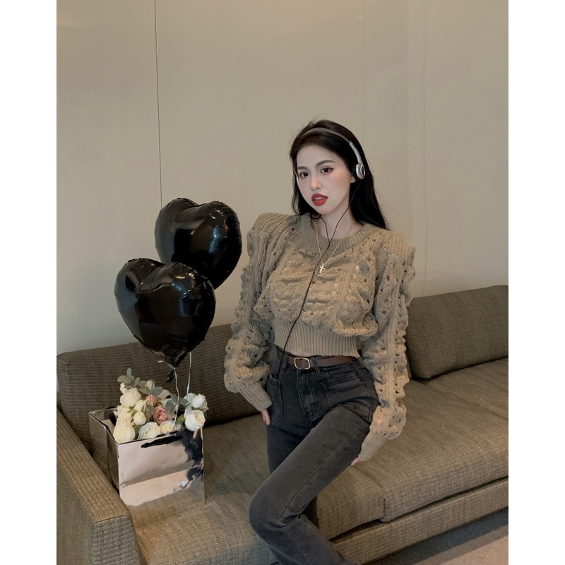 Porozi  Áo sweater dệt kim mỏng  tay dài xinh xắn phong cách Hàn Quốc thời trang cho nữ