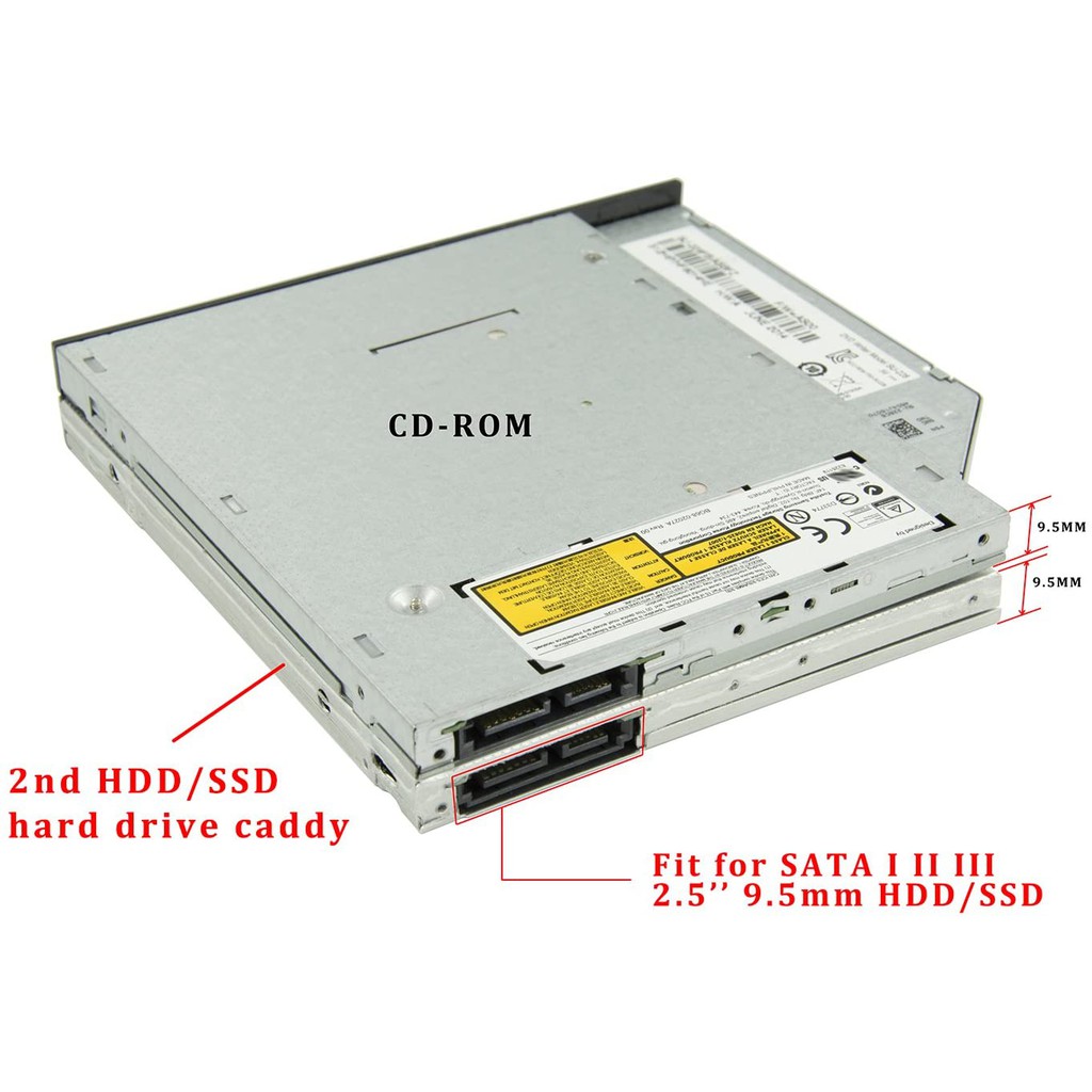 Giá đỡ ổ cứng 9.5mm / 12.7mm Ổ cứng HDD SSD, Bộ chuyển đổi Giao diện SATA 3.0 Giá đỡ đĩa cứng cho máy tính xách tay, cho CD DVD ROM Quang học Bay 2,5 inch, Ổ đĩa DVD / CD sang HDD / SDD