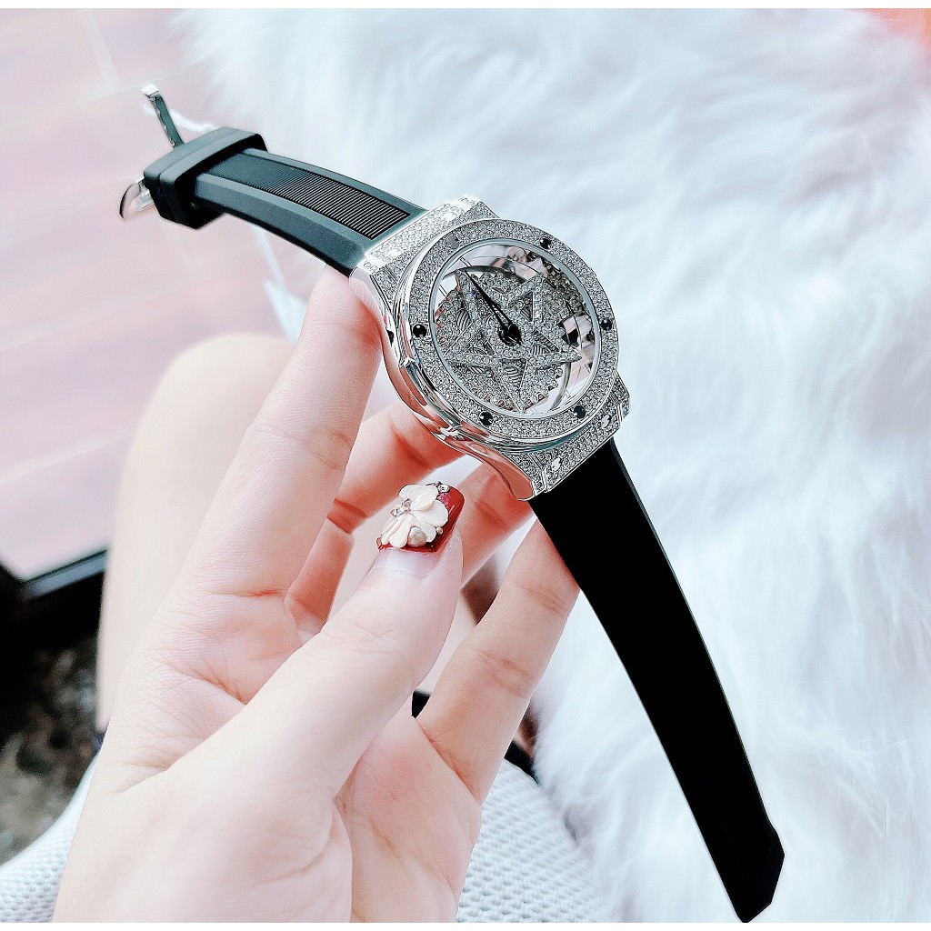 Set Đồng Hồ Nữ Davena 31669 38mm Silver Dây Silicon Kèm Dây Da Authentic