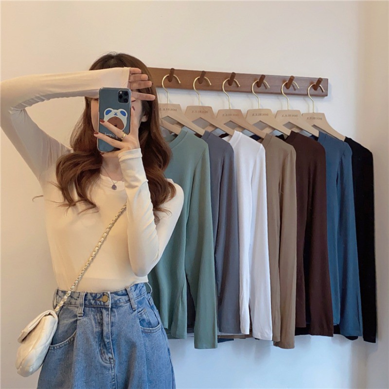 Áo Thun Nữ Dáng Ôm Dài Tay ⚡ Casper.Store | FREESHIP | ⚡ Áo dài tay body nữ 4 màu trơn basic TRẮNG | ĐEN | NÂU | VÀNG