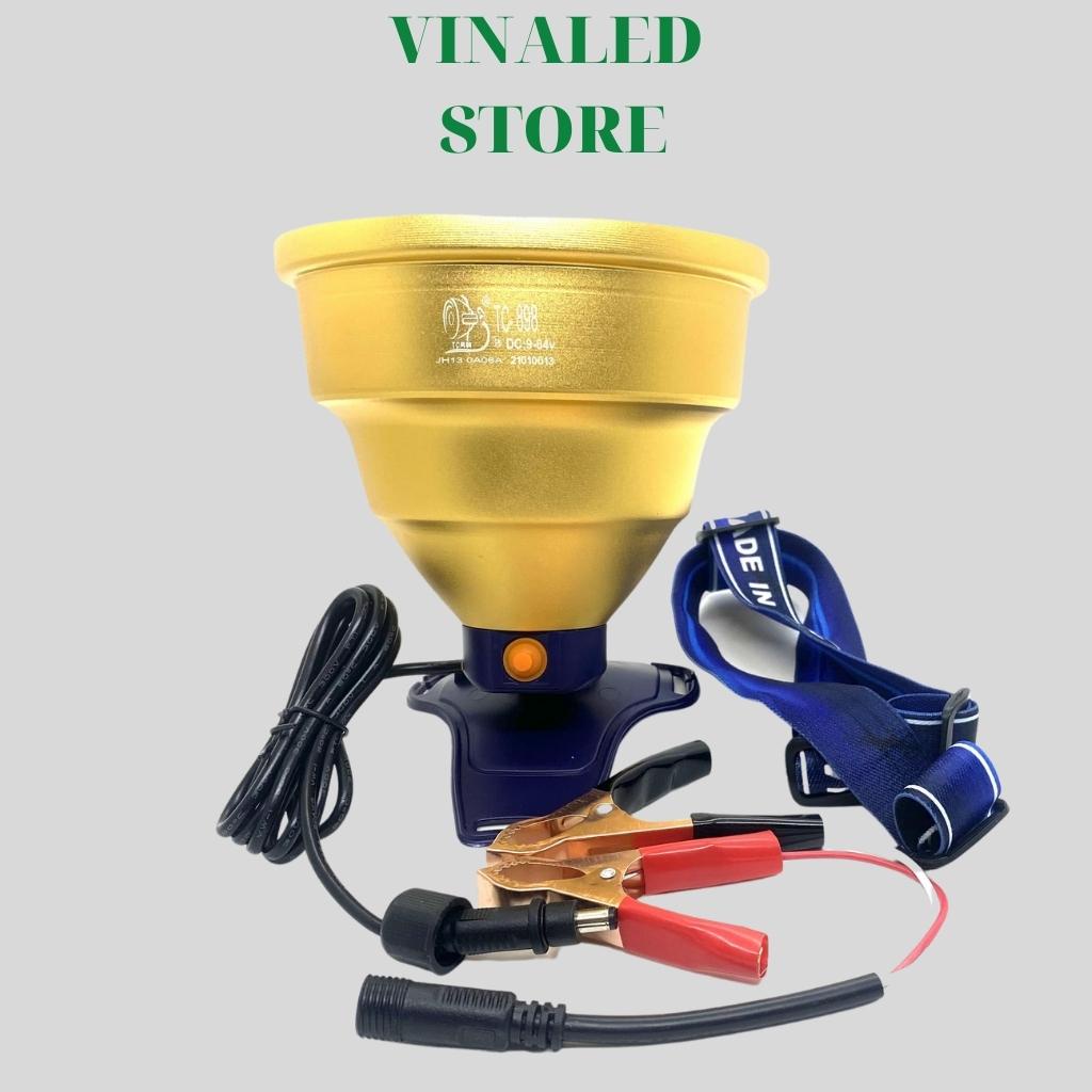 Đèn pin đội đầu đèn kẹp bình ác quy P90 TC 898 dùng soi nấm mối đi biển chóa đèn 13.5cm