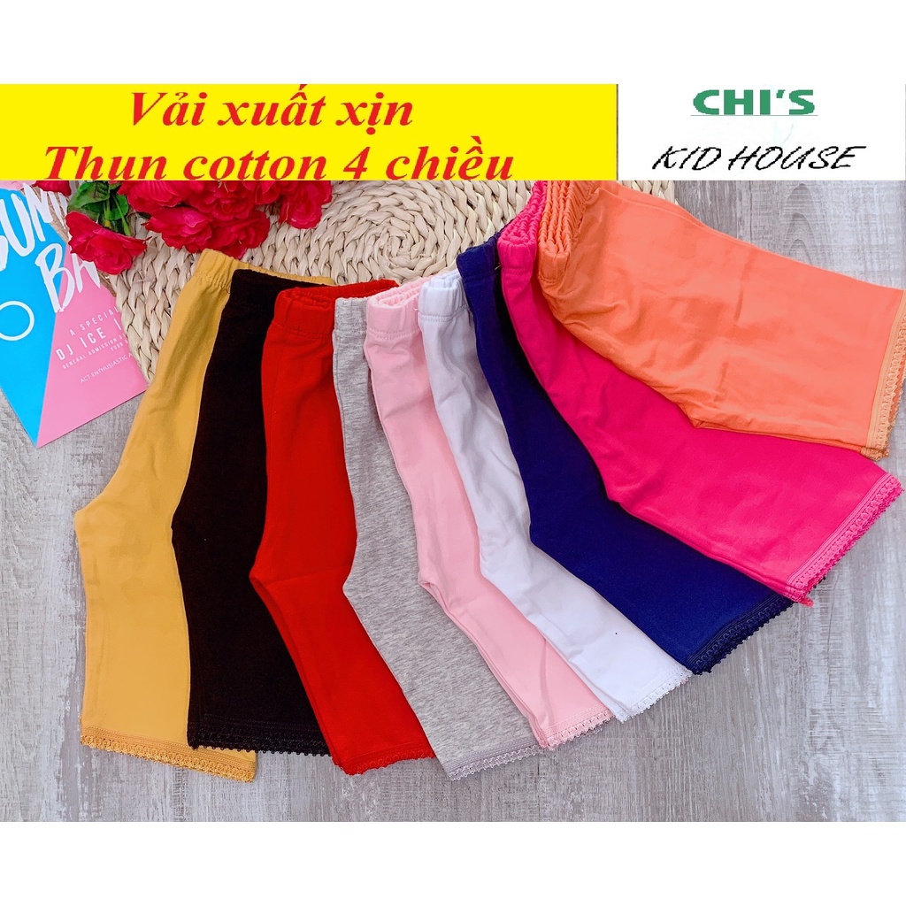 [XUẤT DƯ RẺ ĐẸP] SET 3 CÁI LEGGING LỬNG/ QUẦN LỬNG VẢI XUẤT DƯ THUN COTTON 4C  CHO BÉ 9-41KG