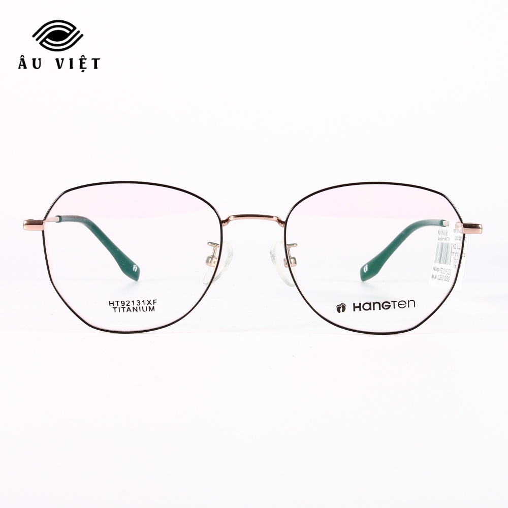 Gọng kính titanium Hangten HT-92131 màu vàng hồng Full box