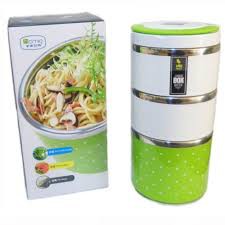 Cặp lồng đựng cơm giữ nhiệt 1-2-3 tầng ruột inox Lunchbox chấm bi